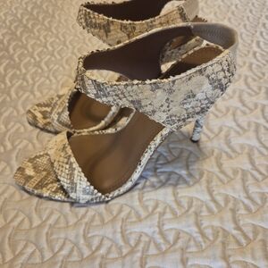 BCBGMaxAzria Snakeskin Pattern Heels - Beige and Brown